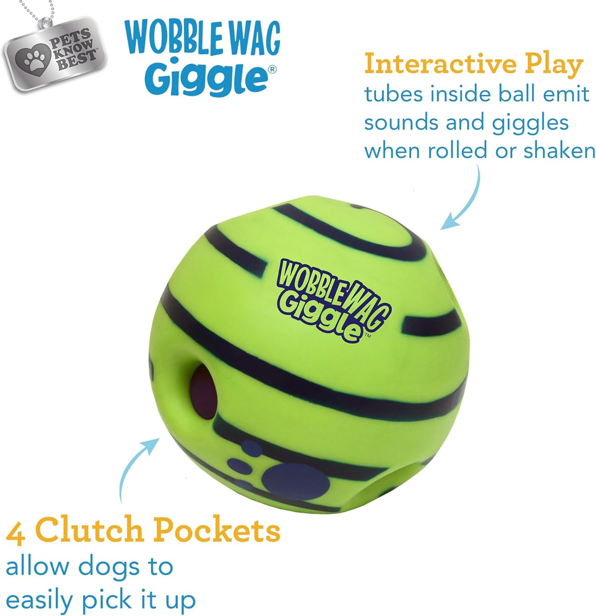 Wobble Wag Giggle Ball | Rolling Enrichment Toy for Fun Playtime, Interactive Play for Indoor or