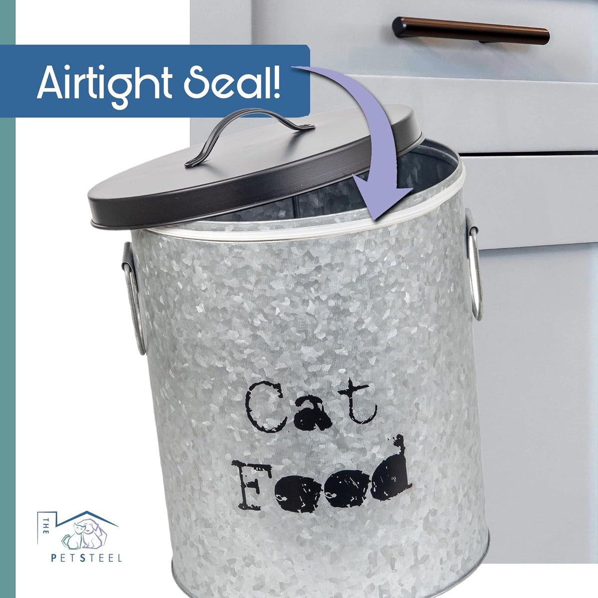Medium Cat 30lb Pet Food Storage Canister with Scoop – Durable & Airtight for Freshnesss