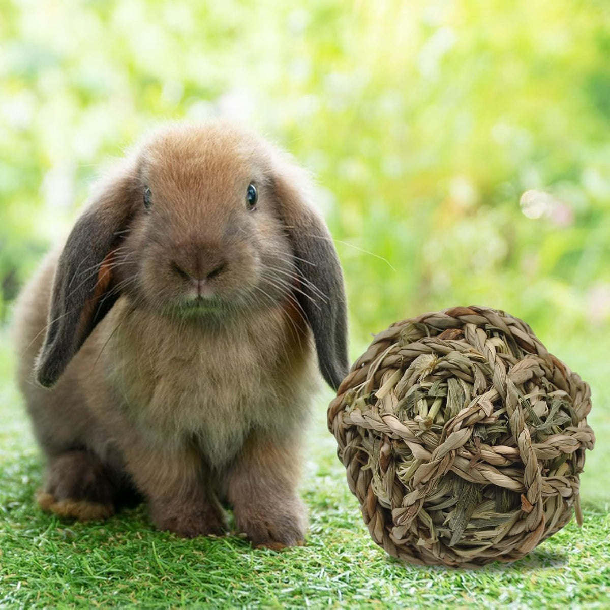 Rabbit Timothy Grass Ball 6 Pcs,Natural Bunny Grass Ball Timothy Hand Woven Chew Toys Small Animals