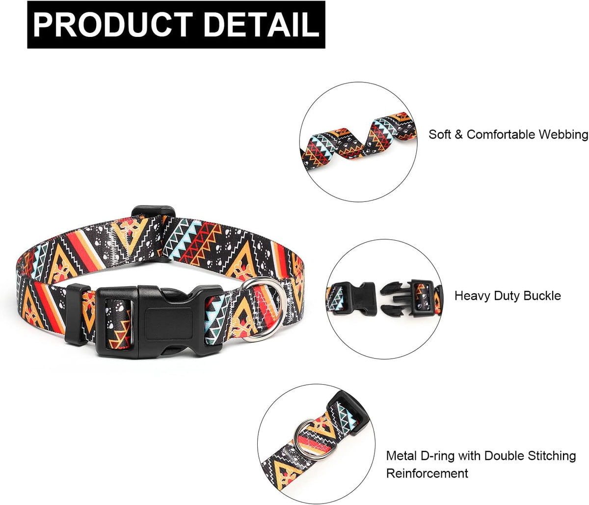 Mercano Adjustable Dog Collar - Special Design Patterns, Soft Nylon Comfortable Durable Pet Collar