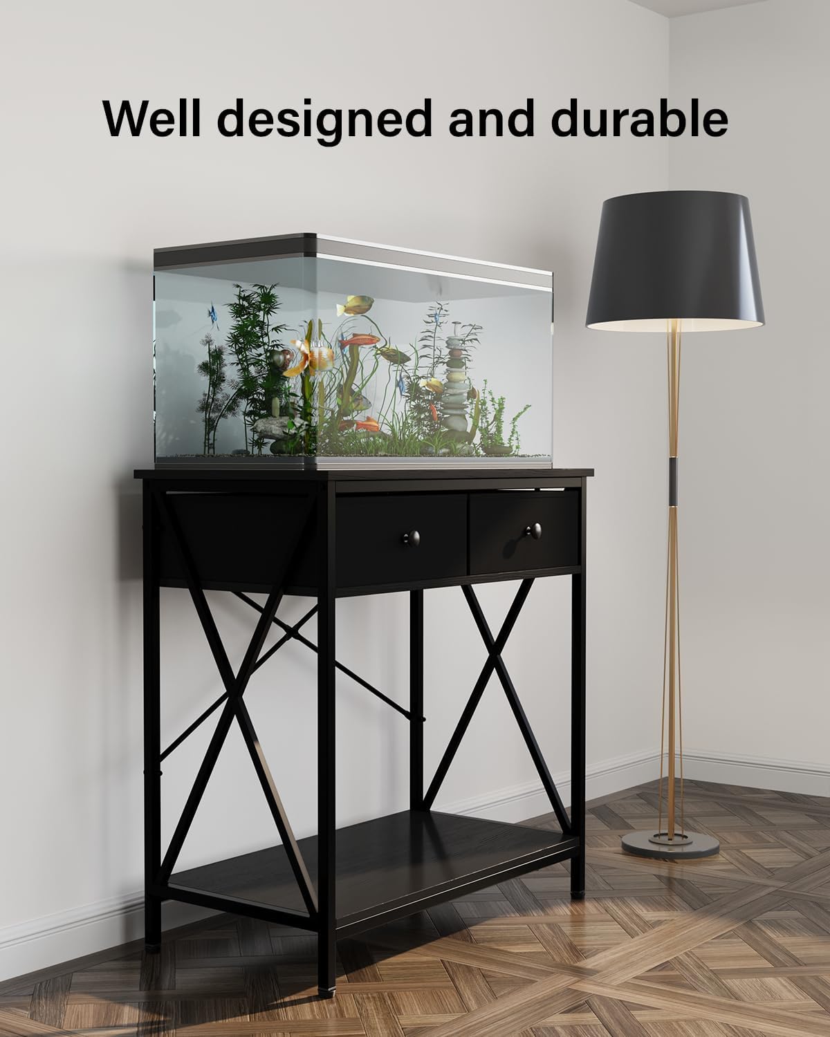 Fish Tank Stand 29 Gallon: Sturdy Aquarium Stand with Accessories Storage - Metal Fish Tank Table