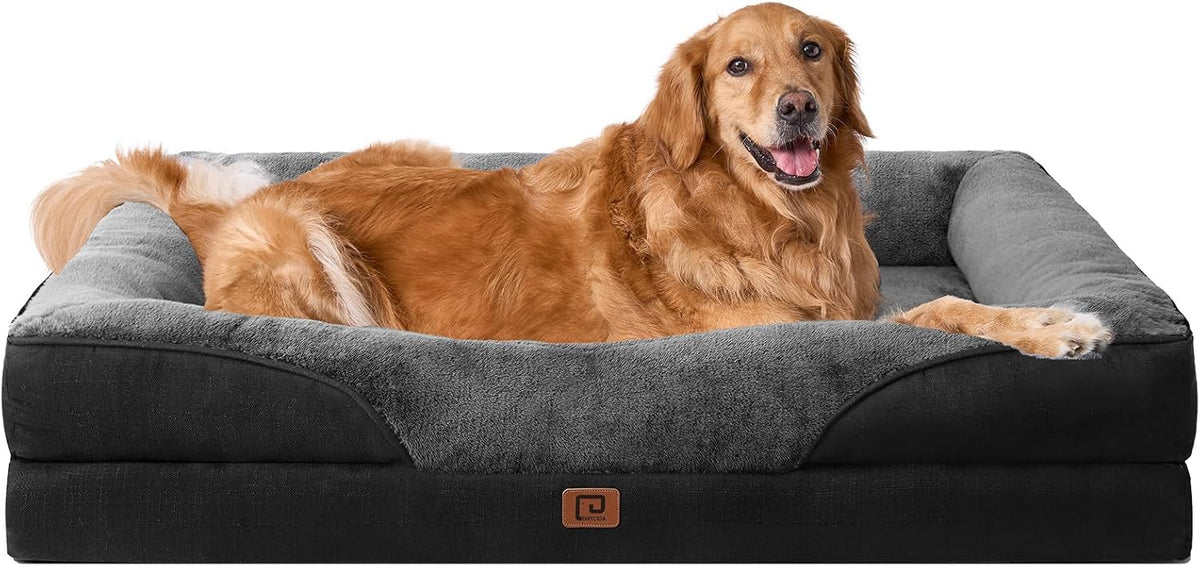 EHEYCIGA Memory Foam XL Dog Bed for XLarge Sized, Extra Large Orthopedic Dog Sofa with Sides and