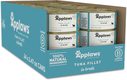 Applaws Natural Wet Cat Food, 24 Pack, Limited Ingredient Canned Wet Cat Food, Tuna Fillet in