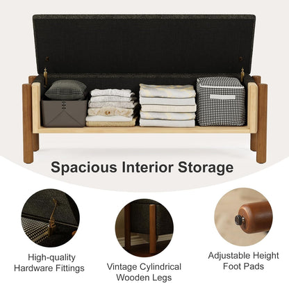Storage Ottoman Bench, End of Bed Bench for Bedroom, 47" Boucle Upholstered Entryway Shoe Seat