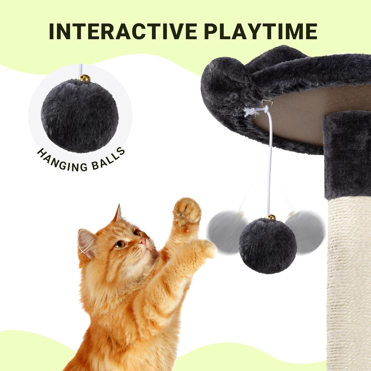 Allewie 64 Inches Cat Tree Tower/Multi-Level Activity Center for Indoor Big Felines/2 Plush