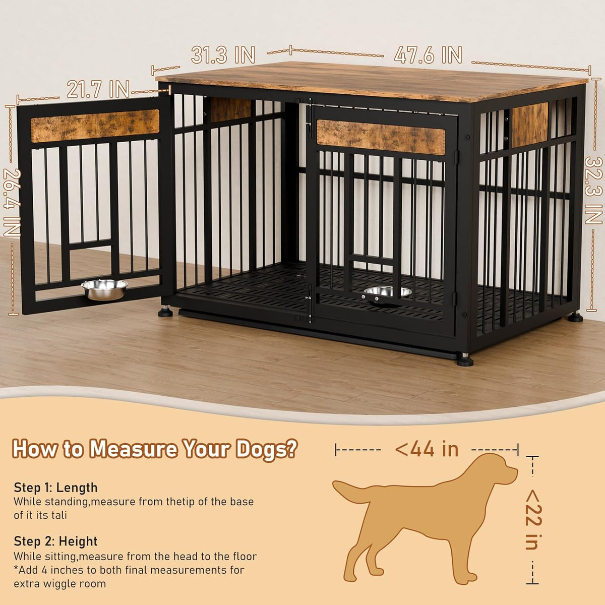 48 Inch Heavy Duty Dog Crate Furniture for Large Dogs, Decorative Pet House End Table, Extra Large