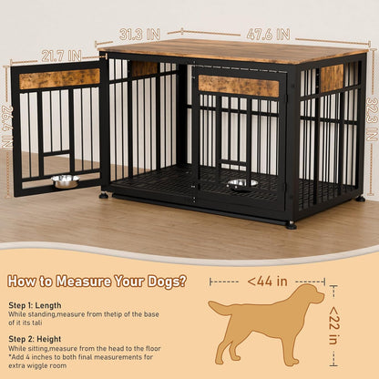 48 Inch Heavy Duty Dog Crate Furniture for Large Dogs, Decorative Pet House End Table, Extra Large