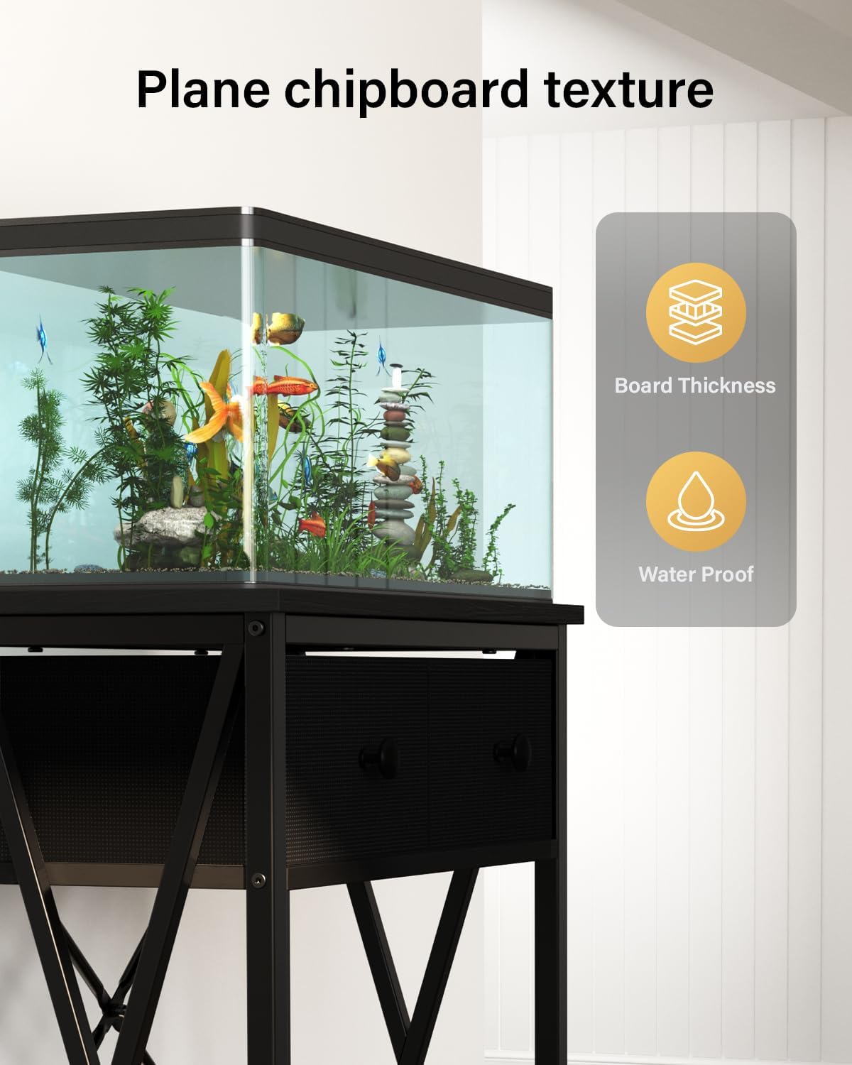 Fish Tank Stand for 5-10 Gallon Fish Tank: Aquarium Stand with Power Outlet - Metal 10 Gallon Tank