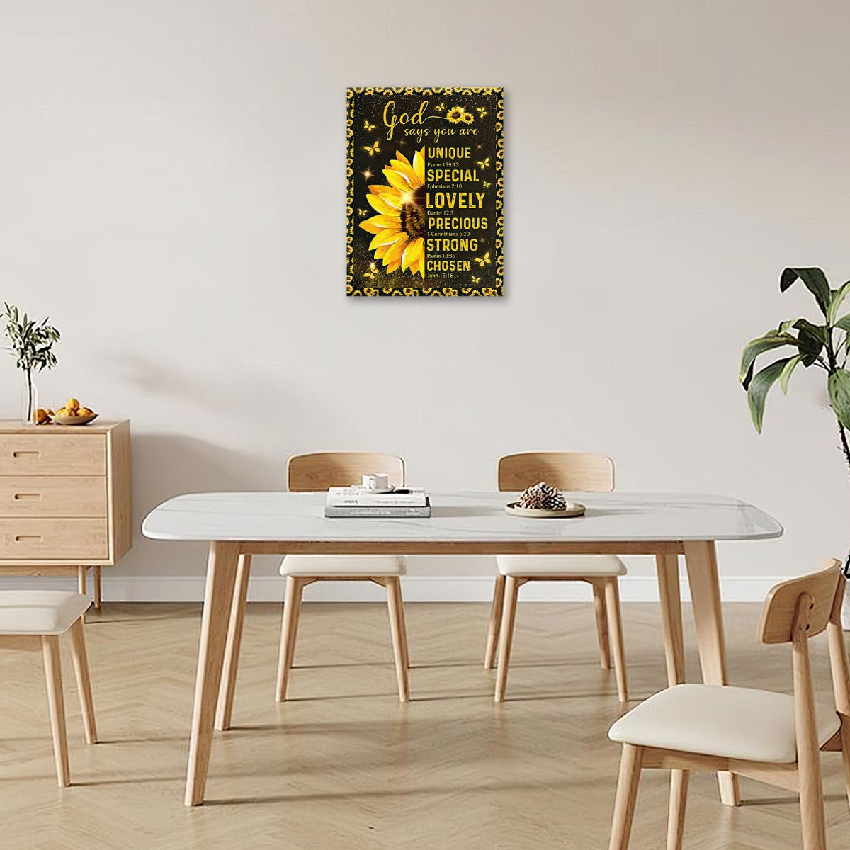 Christian Sunflower Bathroom Pictures Wall Art, Bible Verse Bathroom Wall Decor for Bedroom Office