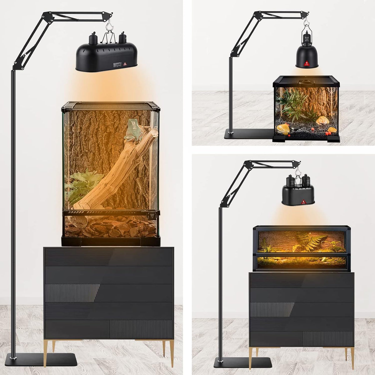 Reptile Lamp Stand Reptile Light Stand (15.7inch to 74.3inch) with 360° Adjustable Swing Arm, Heat