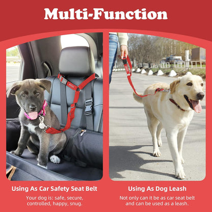 BWOGUE Pet Dog Cat Seat Belts, Car Headrest Restraint Adjustable Safety Leads Vehicle Seatbelt