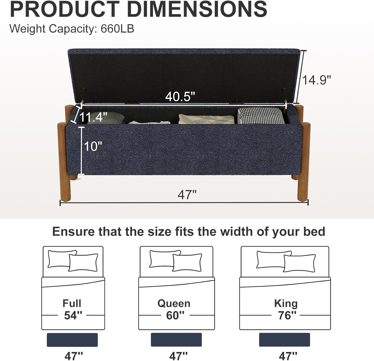 Storage Ottoman Bench, End of Bed Bench for Bedroom, 47" Boucle Upholstered Entryway Shoe Seat