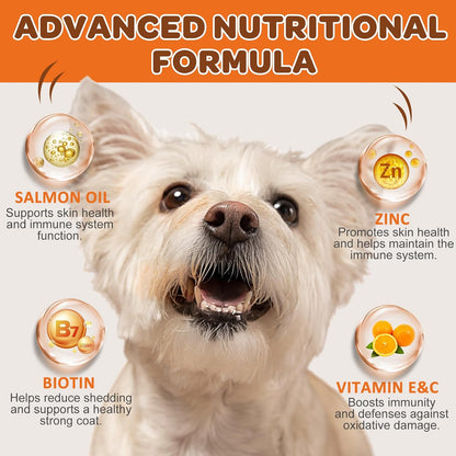 NATURE TARGET Omega 3 Fish Oil for Dogs, Salmon Oil Skin and Coat Supplement for Dogs Itchy Skin