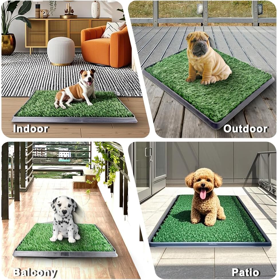 35"X22.6" Dog Grass Pad with Tray - Indoor/Outdoor Artificial Turf Potty Training Mat for Large