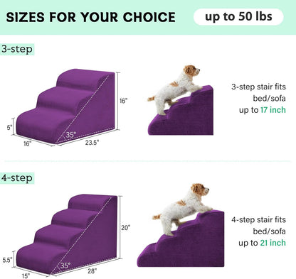 Dog Steps for Small Dogs, 4-Step Dog Ramp and Stairs for High Beds and Sofa, Non-Slip Pet Stairs
