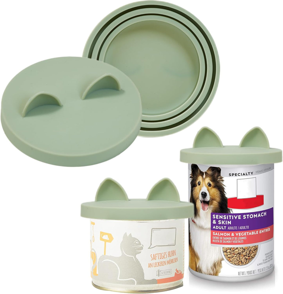 OHMO 2 Pack Dog Food Can Lids, (3, 12, 14oz etc.) Universal Size BPA Free Silicone Covers for Cat