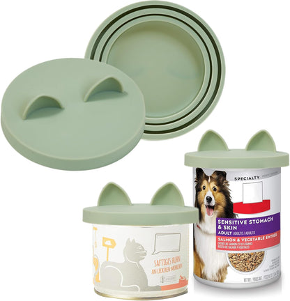 OHMO 2 Pack Dog Food Can Lids, (3, 12, 14oz etc.) Universal Size BPA Free Silicone Covers for Cat
