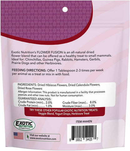 Flower Fusion Treat - Healthy Natural Dried Flower Herbivore Treat - Chinchillas, Guinea Pigs