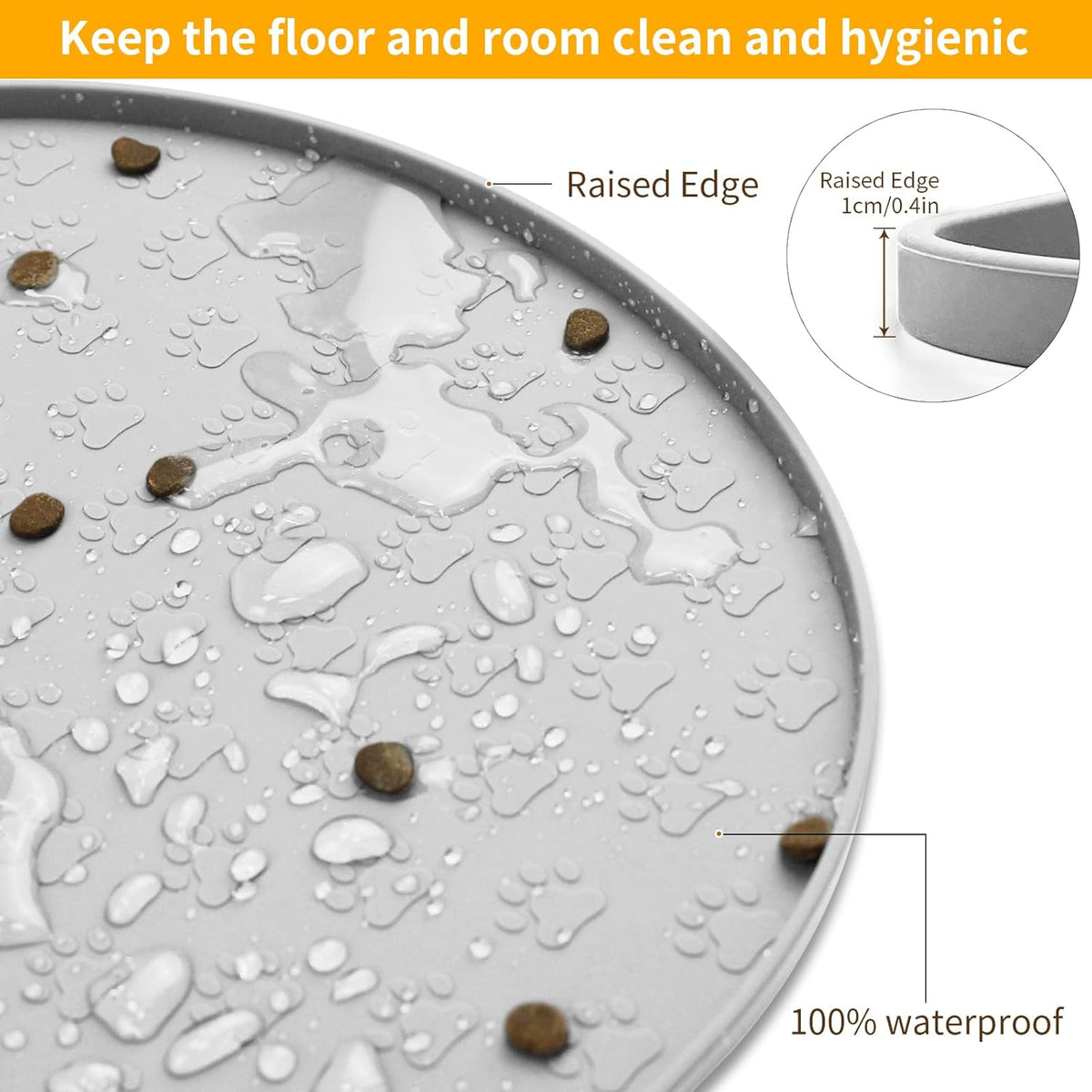 KPWACD Dog Food Mat Anti-Slip Bowl Mats for Food and Water, High-Lips Waterproof Pet Placemat