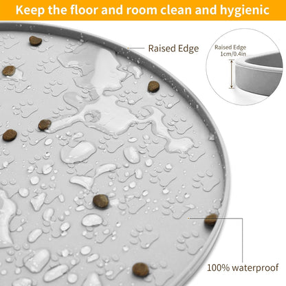 KPWACD Dog Food Mat Anti-Slip Bowl Mats for Food and Water, High-Lips Waterproof Pet Placemat