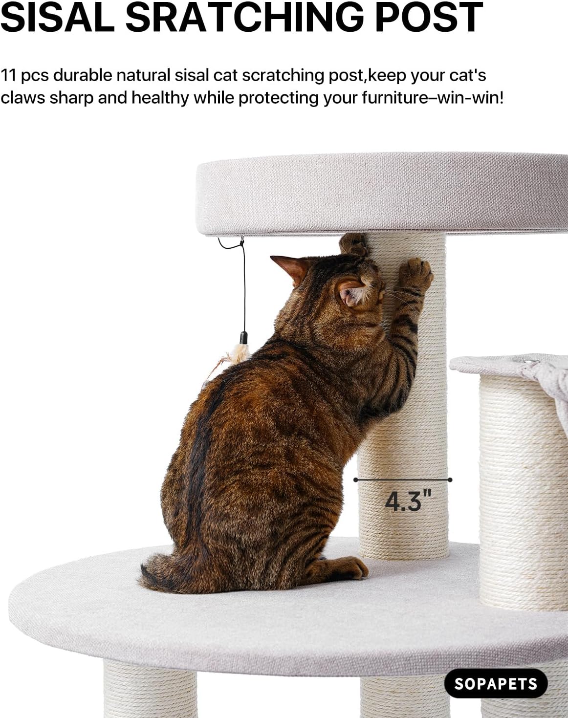 Extra Large Cat Tree Tower for Indoor Cats Large Adult, Maine Coon Cat Tree with Hammock (Begin