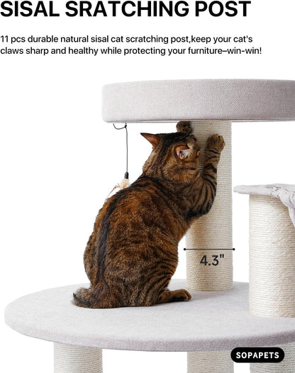 Extra Large Cat Tree Tower for Indoor Cats Large Adult, Maine Coon Cat Tree with Hammock (Begin