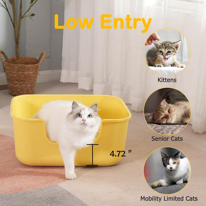 Large Cat Litter Box with High Sides,Cat Boxes for Indoor Cats,Cat Litter Pan for Kitty,Litter Box