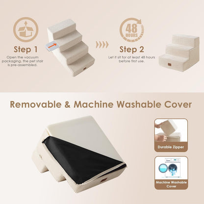 EHEYCIGA Dog Stairs for Small Dogs 13.5" H, 3-Step Dog Steps for Couch Sofa and Chair, Pet Steps