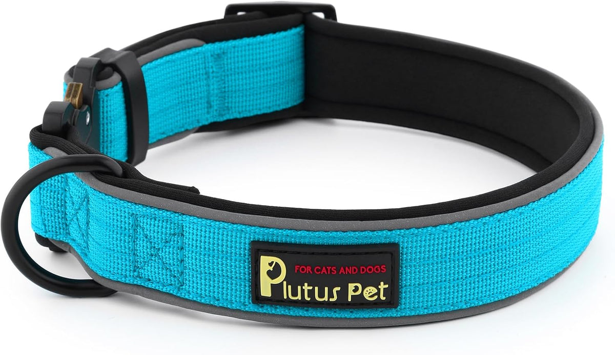 Plutus Pet Tactical Dog Collar, Reflective, Adjustable Heavy Duty Dog Collar, Soft Padded and