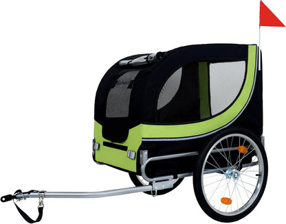 Blue-Grey Large Folding Bike Trailer for Dogs – Heavy-Duty Steel Frame, 66LB Capacity Pet Carrier