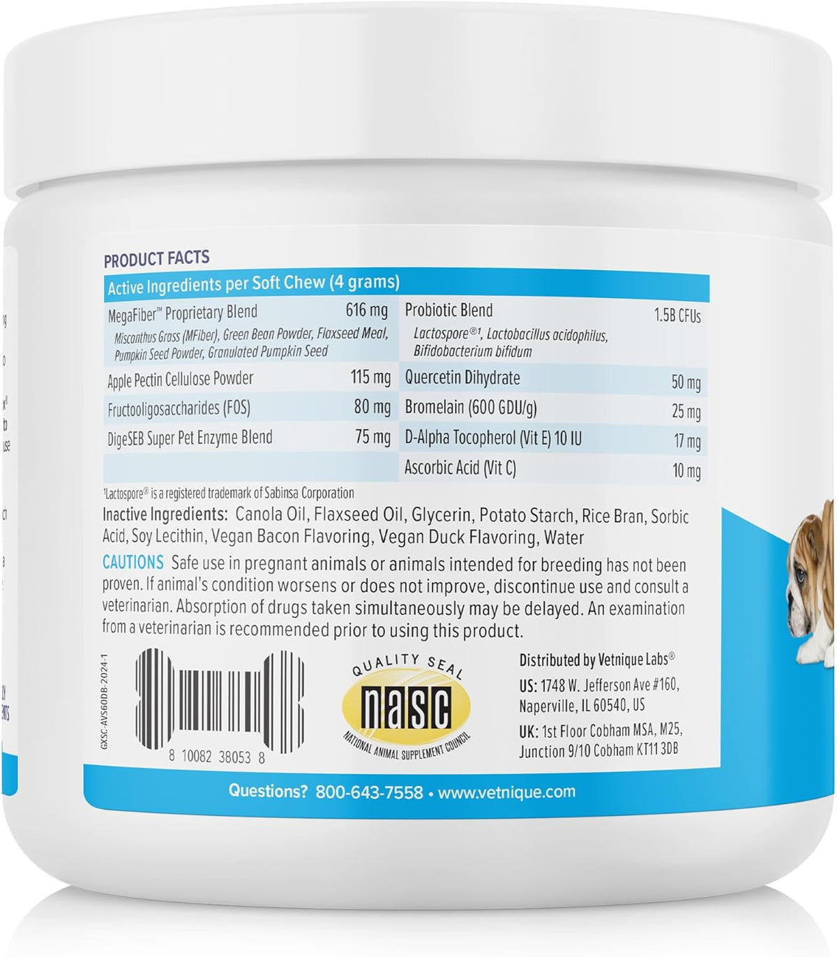 Vetnique Glandex Anal Gland Soft Chew Treats with Pumpkin for Dogs Digestive Enzymes, Probiotics