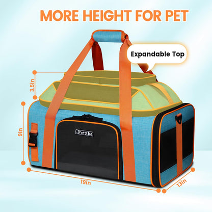 Petskd Top-Expandable Pet Carrier 19x13x9 Inches Southwest Allegiant Airlines Approved, Soft-Sided