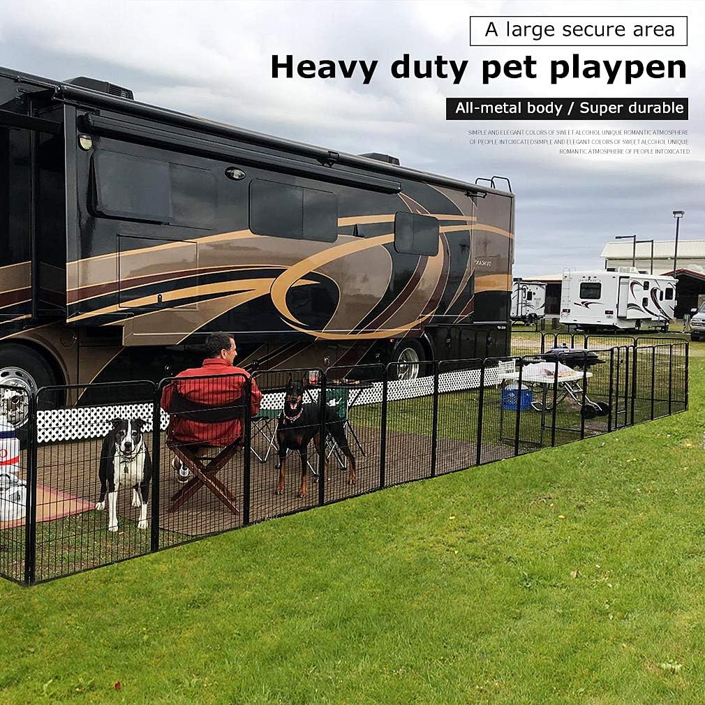 BestPet Dog Playpen Indoor 32 inch 16 Panels Metal Dog Pen Pet Dog Fence Outdoor Exercise Pen with