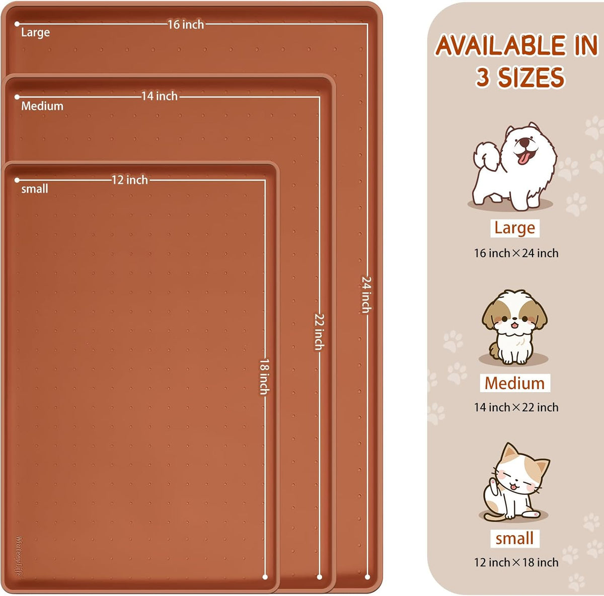 MateeyLife Silicone Cat & Dog Food Mat for Floors Waterproof, Anti-Slip Dog Bowl Mats for Food and
