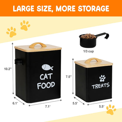 Calindiana Airtight Cat Food Storage Container with Bamboo Lid & Scoop – Farmhouse Cat Food