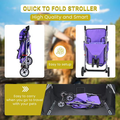 Foldable Pet Stroller,Dog Stroller with 3 Wheel,Pet Strolling Cart,Dog Travel Carrier with Storage