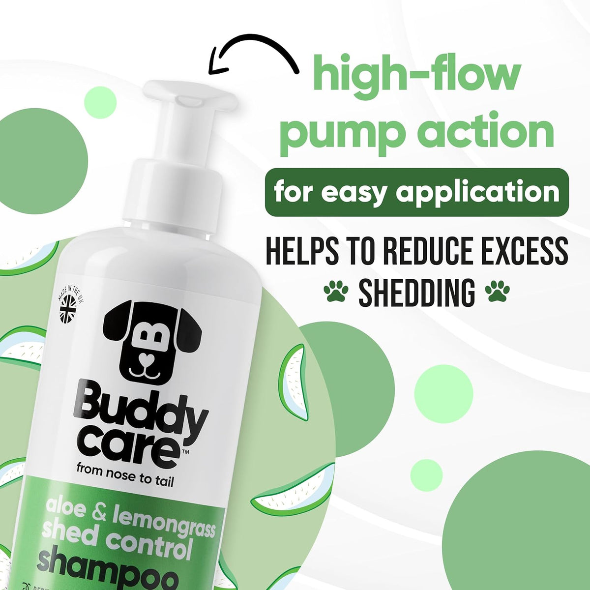 shed Control Dog Shampoo by Buddycare | Dry Skin & Itchy Skin Relief for Smelly Dogs | Deep