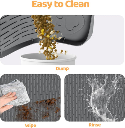 Dog Food Mat, Extra Large 40" x 28" Silicone Pet Feeding Mat with Raised Edge Pet Placemat for