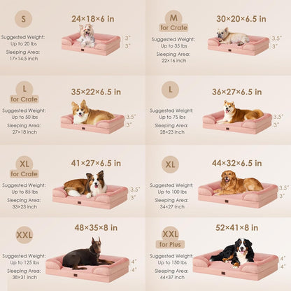 EHEYCIGA Orthopedic Dog Beds for Extra Large Dogs, Waterproof Memory Foam XXL Dog Bed with Sides