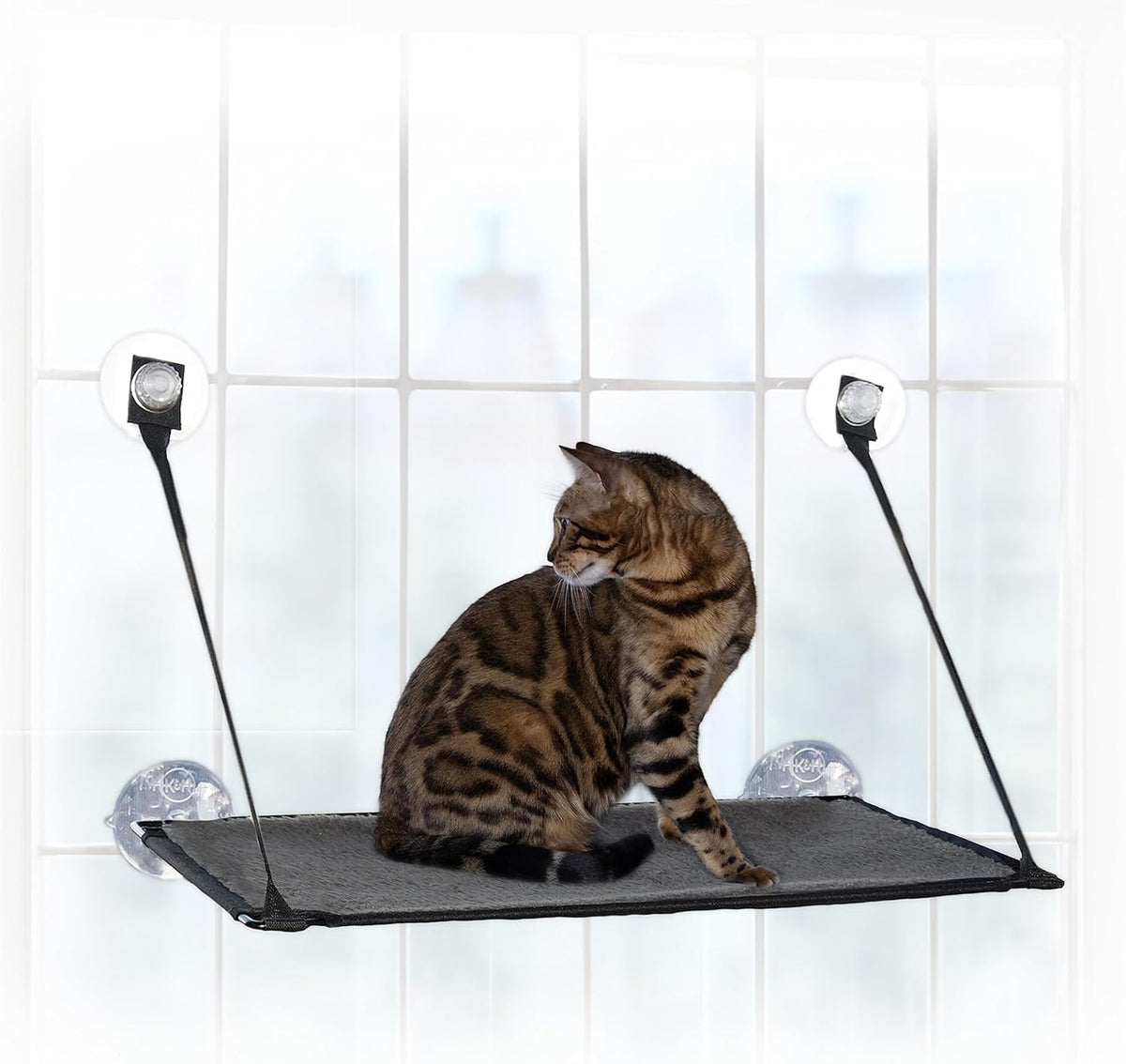 K&H Pet Products EZ Mount Cat Window Perch for Large Cats, Sturdy Kitty Sill Window Hammock Bed