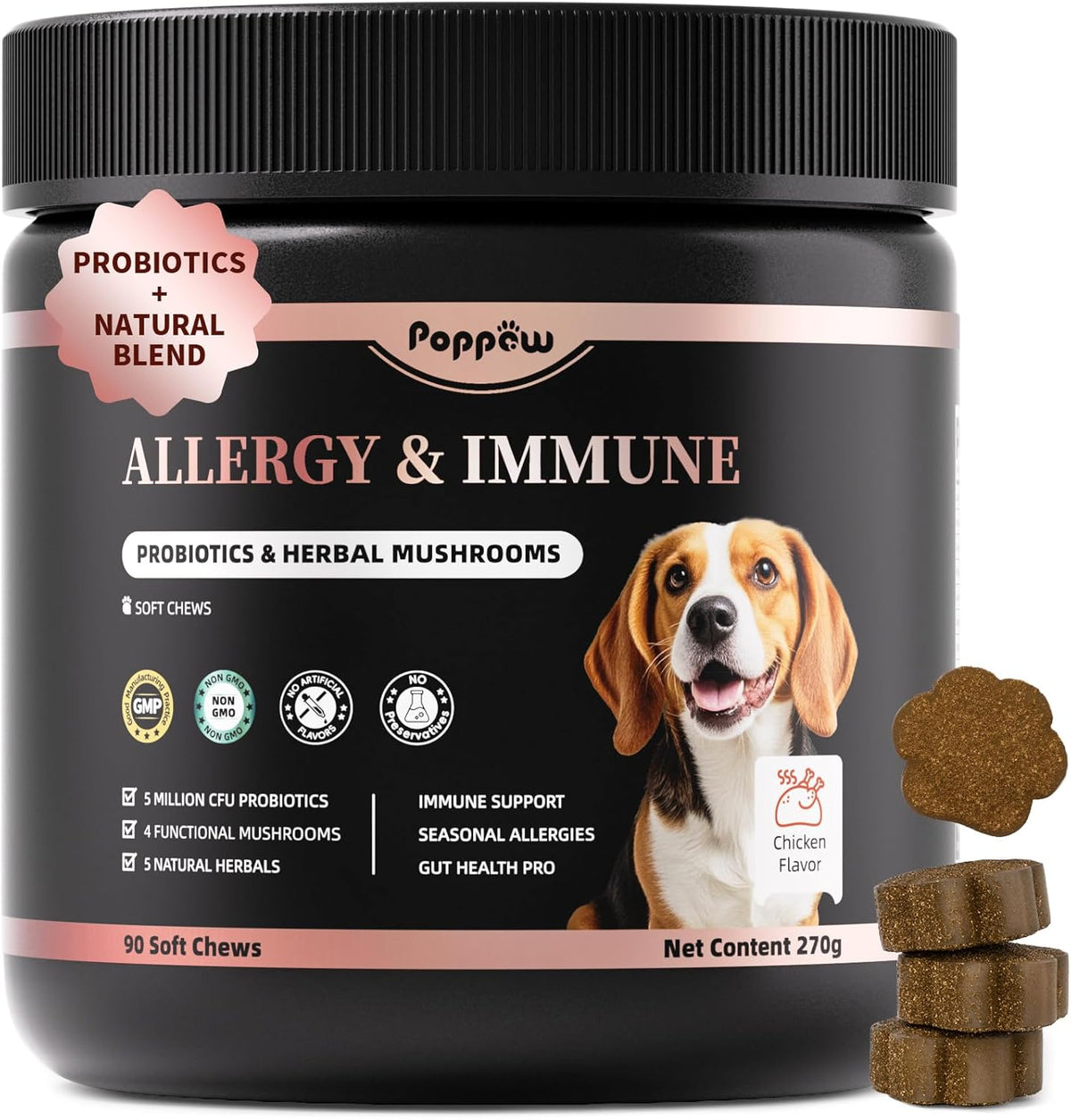 Dog Allergy Chews, Probiotics for Dog Allergy Relief - Itchy Skin and Itchy Ears - Allergy Paw