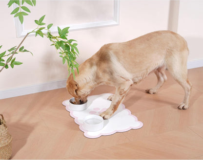 Ralxion Scalloped Dog Feeding Mat, Absorbent Mats for Dog Food and Water Bowl, Dispenser, Cute