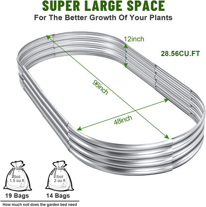 Land Guard 2Pcs Galvanized Steel Raised Garden Bed,8 x 4 x 1 ft Large Metal Raised Planter Beds