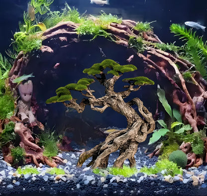Novelsite Fish Tank Decoration- Cliff Bonsai Trees with Faux Moss- Aquarium Decoration Aqua