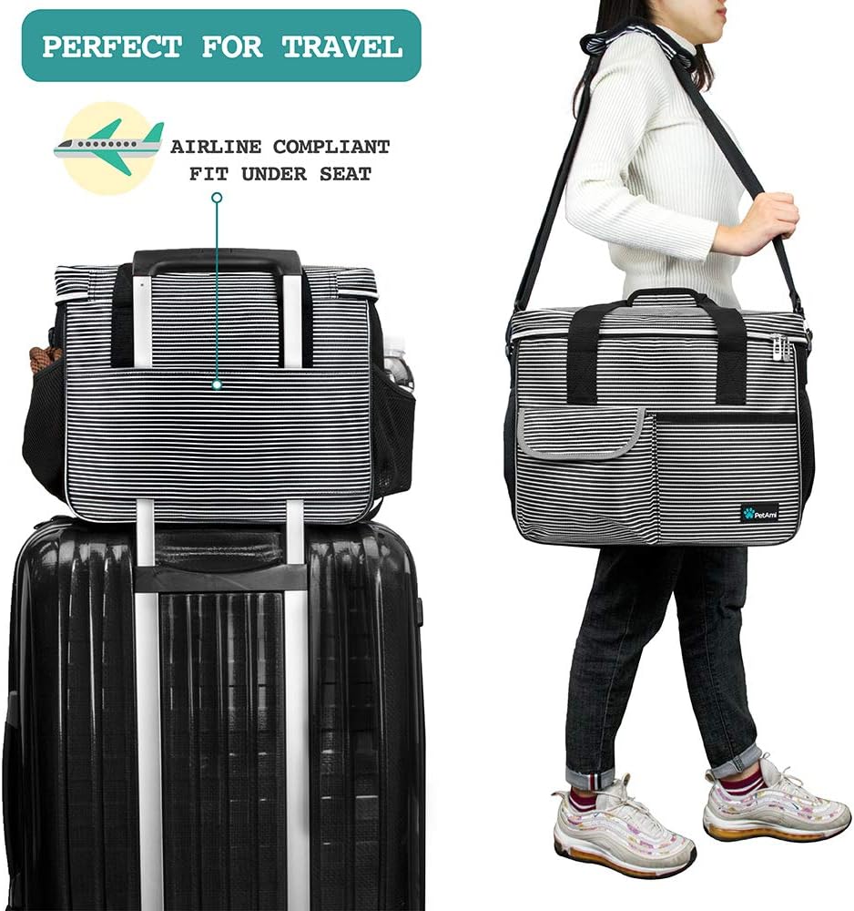 PetAmi Dog Travel Bag - Travel Pet Organizer with Food Container and Bowls, Perfect for Weekend