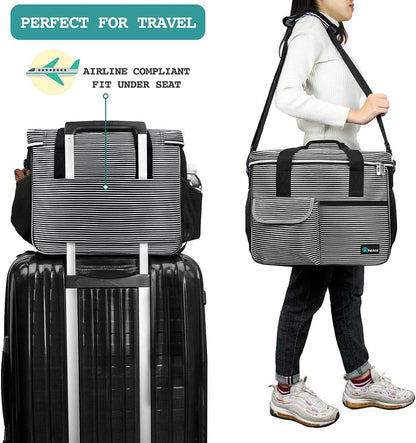 PetAmi Dog Travel Bag - Travel Pet Organizer with Food Container and Bowls, Perfect for Weekend