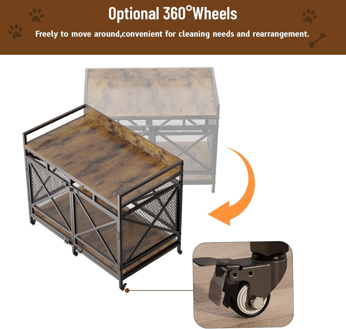 COZPAW Large Dog Crate Furniture, 48 Inch Wooden Dog Kennel for XLarge Dogs, Heavy Duty Dogs