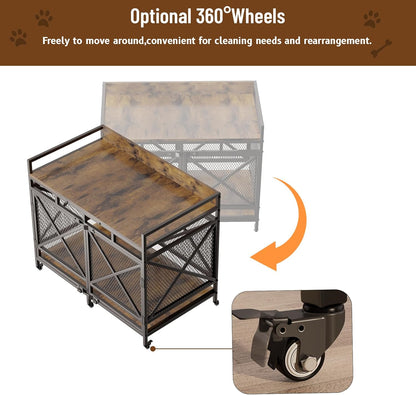 COZPAW Large Dog Crate Furniture, 48 Inch Wooden Dog Kennel for XLarge Dogs, Heavy Duty Dogs