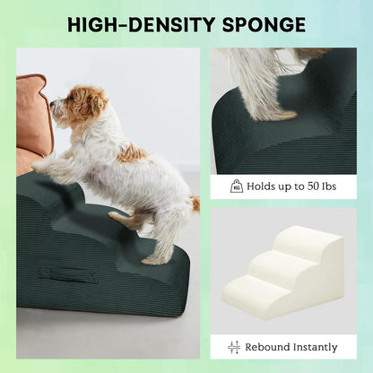 Dog Stairs Steps for High Bed, 4 Steps Pet Steps for Small Dogs Non-Slip Removable Washable Cover