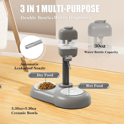 Puppy Bowls for Small Dogs,3 in 1 Bowl Set with Puppy Water Bottle and 2 Food Grade Ceramic